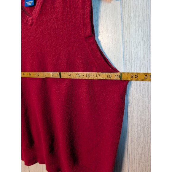 Pendleton Men's Size Large 100% Red Merino Wool Sleeveless Sweater Vest V Neck - Picture 4 of 5